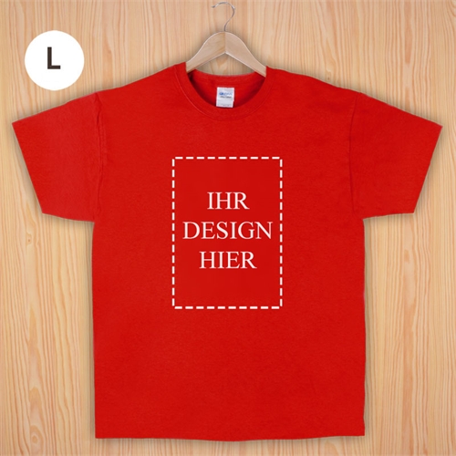 Größe L T-Shirt Rot Hochformat Personalisiert 100% Baumwolle