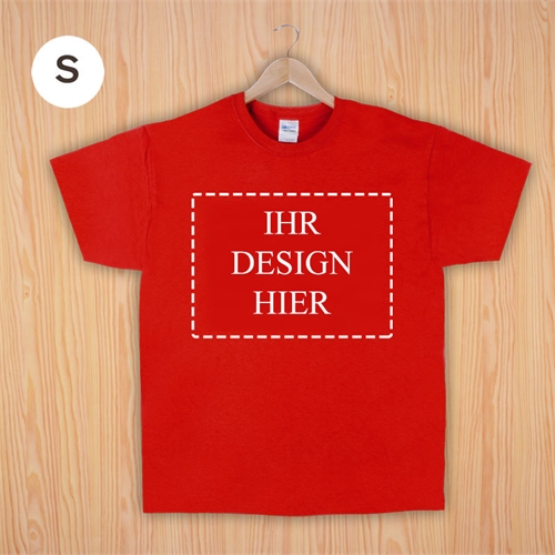 Größe S, T-Shirt, Rot, Querformat, Personalisiert 100% Baumwolle