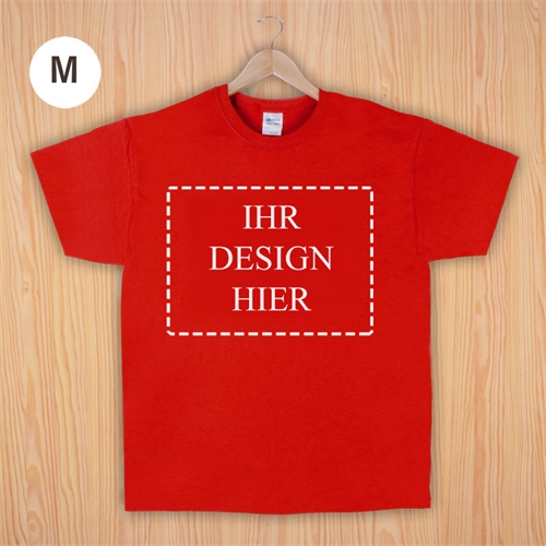 Größe M, T-Shirt, Rot, Querformat, Personalisiert 100% Baumwolle