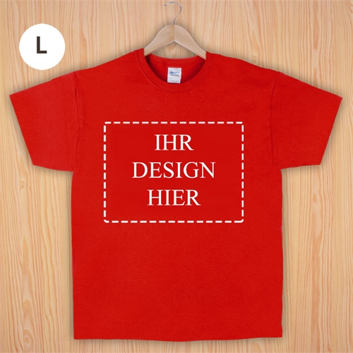 Größe L, T-Shirt, Rot, Querformat, Personalisiert 100% Baumwolle