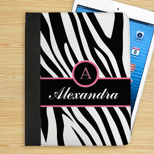 Schwarzes Zebramuster iPad Folio Case Luxus Personalisieren