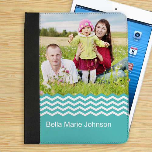 Hellblaues Zickzachmuster iPad Folio Case Personalisieren
