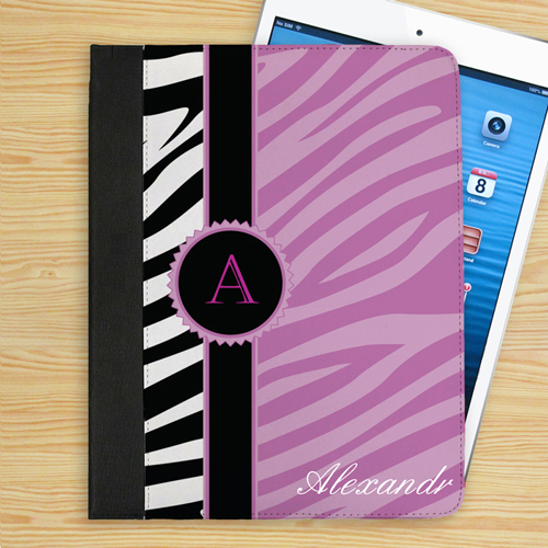 Lavendel und Schwarz Zebramuster iPad Case Personalisieren