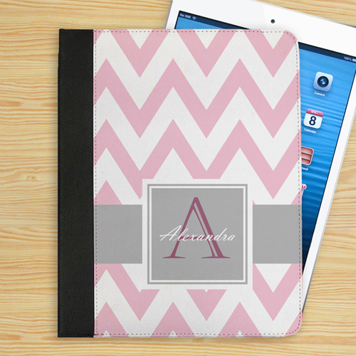 Grau und Pink Zacken Personalisiertes Monogramm iPad Case