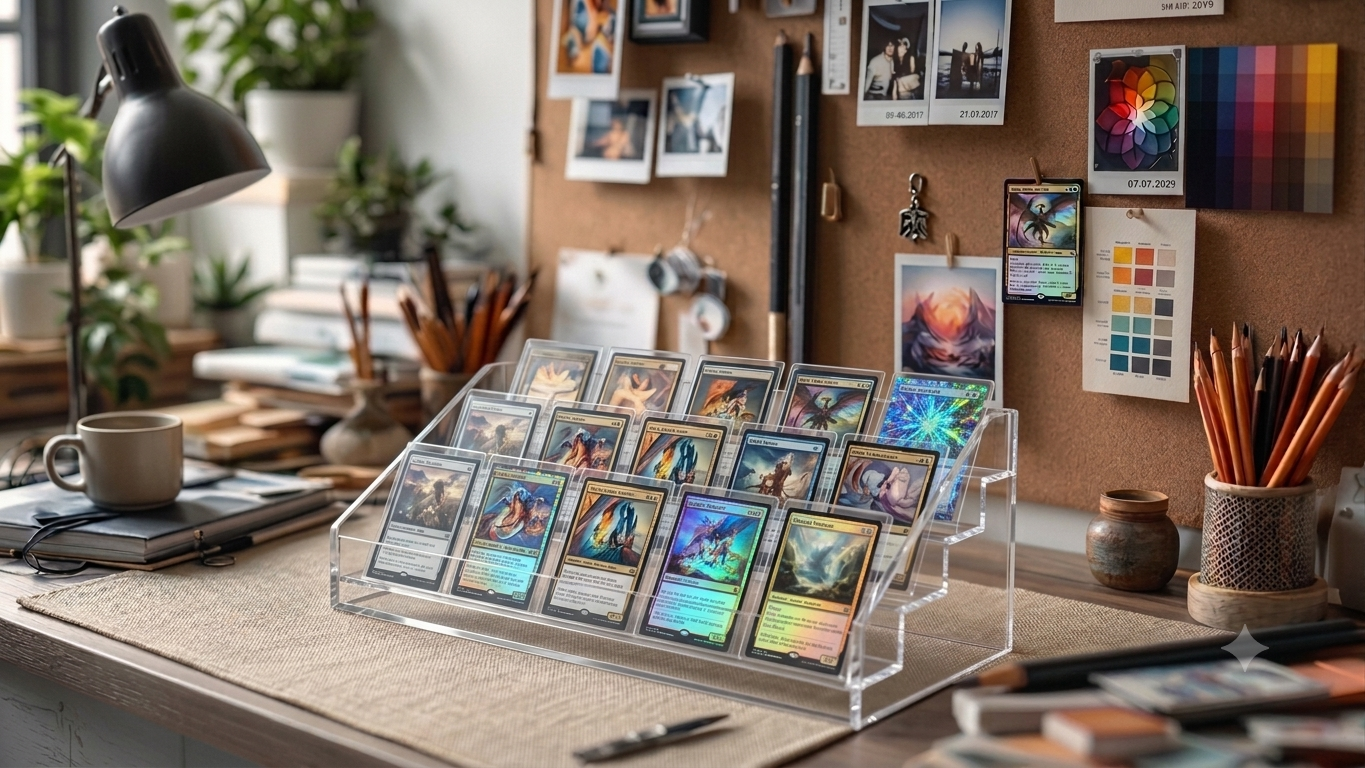 Eigene Trading Cards gestalten am Schreibtisch
