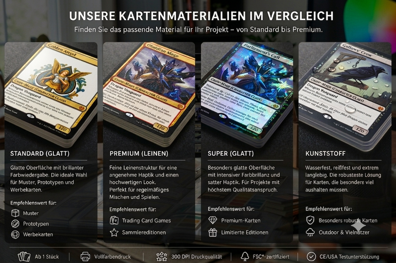 Vergleich von Spielkartenmaterialien